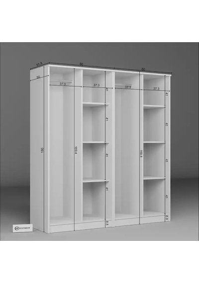 Kardelen Serisi 160 Cm Mat Beyaz 4 Kapılı 8 Raflı Elbise Dolabı - Gardırop Seti Beyaz Kardelen Serisi 160 Cm Mat Beyaz 4 Kapılı 8 Raflı Elbise Dolabı - Gardırop Seti Beyaz