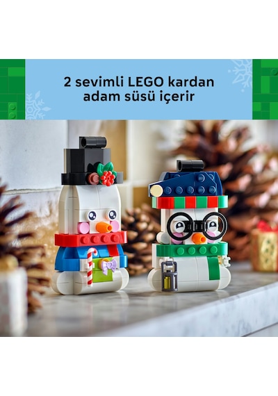 LEGO® Kardan Adam Süsleri 40812 – 6+ Yaş Çocuklar için 2 Kardan Adam Figürü İçeren Yılbaşı Ağacı Süsü Oyuncak Yapım Seti (168P)