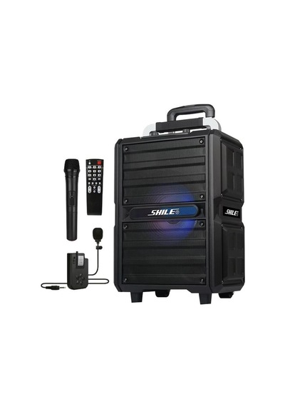 Powermaster Shile Sl-2017 50 Watt Taşınabilir Seyyar Aktif Amfi Hoparlör Kablosuz El + Yaka Mikrofonlu Usb+sd+bt Kumandalı