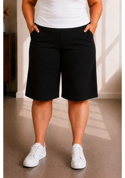 Sngl Tekstil Kadın Büyük Beden Kapri S M L Xl 2xl 3xl 4xl 5xl 6xl 7xl 8xl 9xl Siyah
