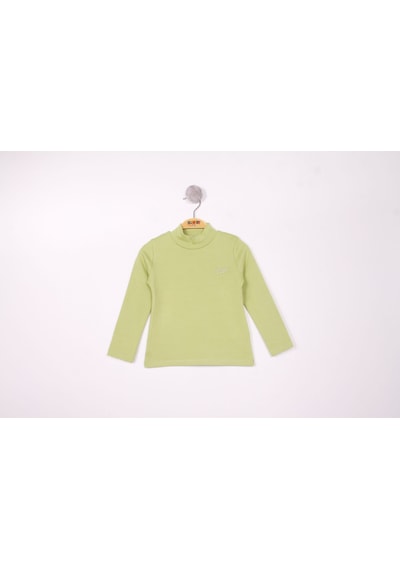 Toontoy Kız Çocuk Regular Fit Dik Yaka Nakış Baskılı Sweatshirt - Ribana Açık Yeşil