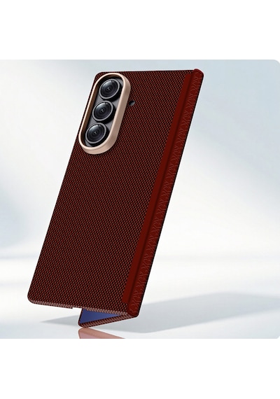 Samsung Uyumlu Galaxy Z Fold 7 Uyumlu Kılıf M-safe Şarj Özellikli Zore Paris Zerre Sert Pc Kapak Bordo