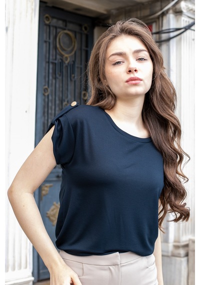 Kadın Modal Penye Geniş Sıfır Yaka Düşük Omuzlu Apoletli Kısa Kol T-shirt Bluz-koyu Lacivert K.lacivert Kadın Modal Penye Geniş Sıfır Yaka Düşük Omuzlu Apoletli Kısa Kol T-shirt Bluz-koyu Lacivert K.lacivert