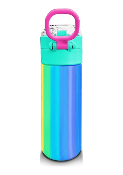 Coral High Kids Renkli Çizgili Desenli Pipetli Ve Direkt İçim Çelik Termos 500 Ml 31873 Çok Renkli