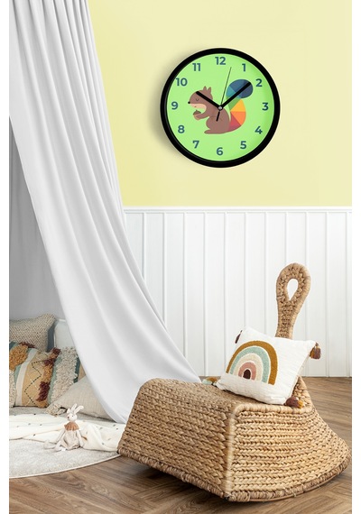 Sevimli Sincap Çocuk Odası Duvar Saati - 25cm - Önü Camlı Siyah Kasa - Sessiz Mekanizma-jh1004 Siyah