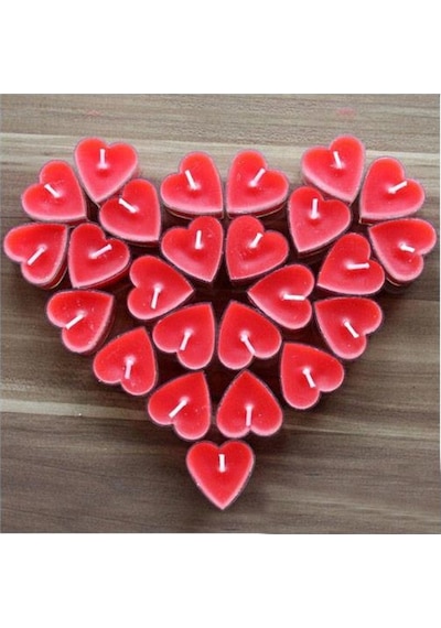 50 Adet Kırmızı Kalp Şeklinde Küçük Kalpli Tealight Mumlar