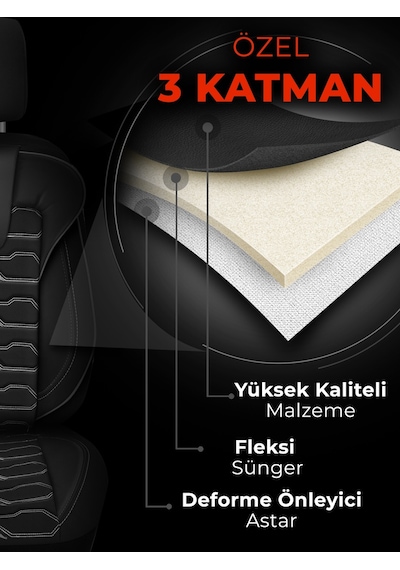 Panda Sport Serisi Jakar Kumaş Oto Koltuk Kılıfı - Tam Set
