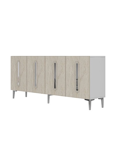 Ka1810bts Rany Konsol ,tv Sehpası Beyaz-traverten-silver 180cm