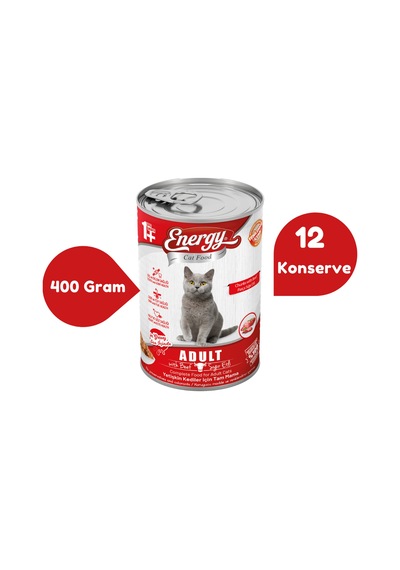 Energy Sığır Etli Konserve Yetişkin Kedi Maması 12 x 400 G