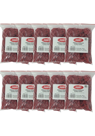 Ekoset Kırmızı Paket Ambalaj Para Lastiği 40MM 10.000 Adet