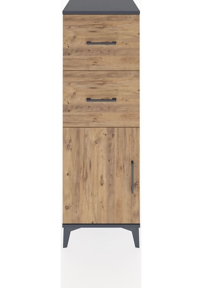 Hyperion Dolap Tek Raflı 2 Çekmeceli Tek Kapaklı 44x44x134 Antrasit-çam Antrasit