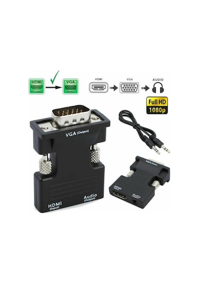 Hdmi To Vga Kablo Çevirici Dönüştürücü + Ses Destekli Mg-2163 (468077435)