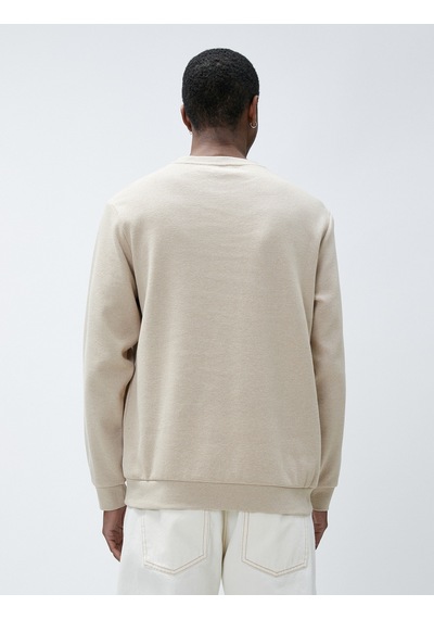 Koton Yazı Baskılı Sweatshirt Bisiklet Yaka Bej 3wam70375mk 3WAM70375MK050 Ekru