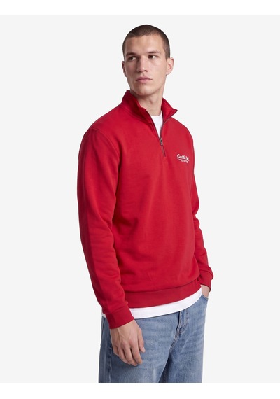 Koton Pamuklu Uzun Kollu Baskılı Yarım Fermuarlı Sweatshirt Kırmızı 7wam70062mk