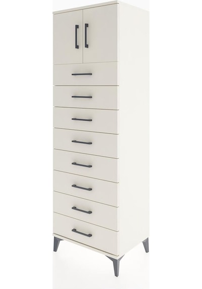 Hyperion Dolap Tek Raflı 8 Çekmeceli 2 Kapaklı 60x44x182 Aytaşı-aytaşı Aytası