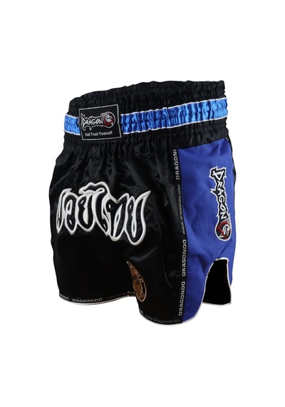 Dragondo Mt3018 Muaythai Şortu Nakışlı Muay Thai Şortu Mavi - Siyah