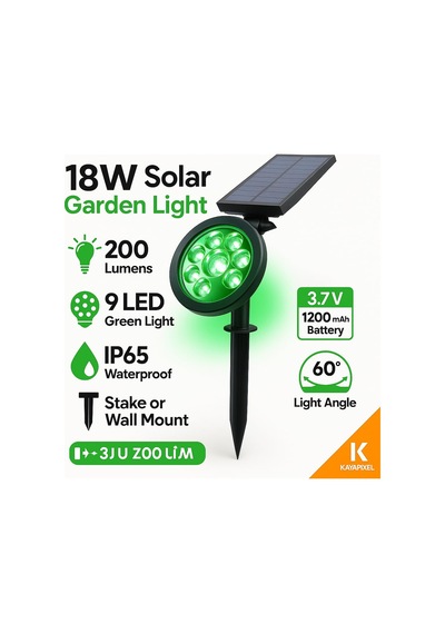 18w Solar Bahçe Aydınlatma Lambası
