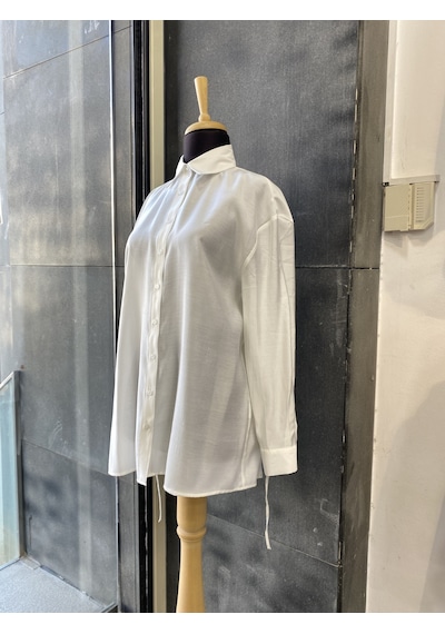 Pera Moda Çok Yönlü Bağlanabilir Oversize Gömlek Beyaz