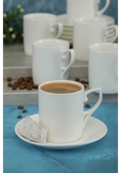 Porselen 6'Lı Nescafe Fincan Seti - Beyaz