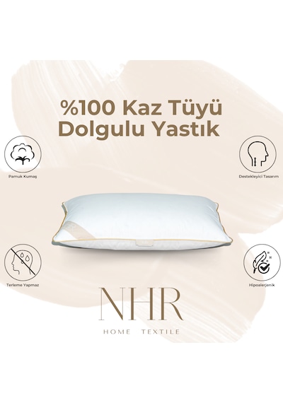 %100 Kaz Tüyü Dolgulu, %90 Gıdık, Uyku Yastığı / 50x70 1000gr