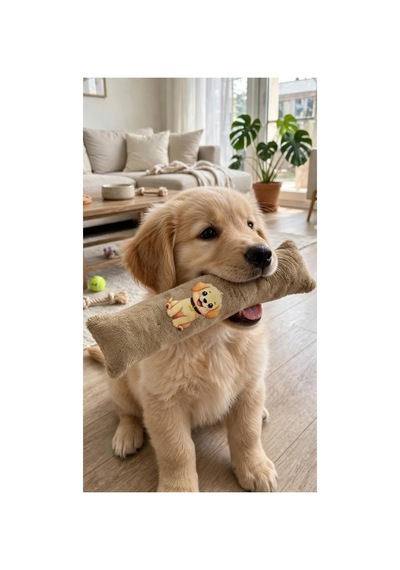 Kedi Köpek Hışırtılı Sesli Oyuncak Kadife Evcil Hayvan Oyun Oyuncağı Bej
