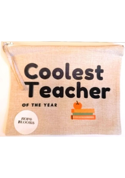 Coolest Teacher Bez Clutch Fermuarlı Çanta
