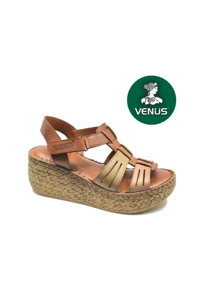 Venüs Tenrag Hakiki Deri Comfort Ortopedik Kadın Sandalet Taba