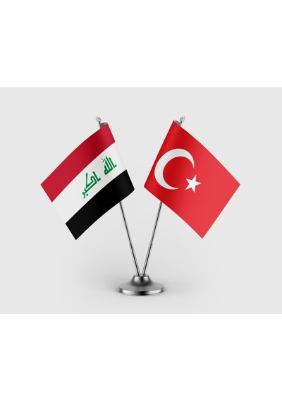 Masaüstü Irak Bayrağı Ve Türk Bayrağı İkili Saten Masa Bayrağı Takımı Diğer