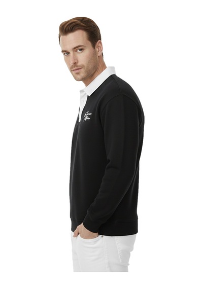 Deepsea Erkek Siyah Relax Fit İçi Polarlı Polo Yaka Sweatshirt Pamuklu Kalın Sweatshirt 2600762 Siyah Deepsea Erkek Siyah Relax Fit İçi Polarlı Polo Yaka Sweatshirt Pamuklu Kalın Sweatshirt 2600762 Siyah