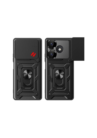 Ennar Xiaomi Redmi 13 4g Kılıf Magnetik Standlı Sürgülü Kamera Korumalı 360 Döner Yüzüklü Kapak Lacivert