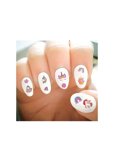 Çok Renkli Unicorn Temalı Kız Çocuk Tırnak Sticker