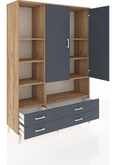 Hyperion Dolap 8 Raflı 4 Çekmeceli 2 Kapaklı 132x44x195 Çam-antrasit/antrasit Antrasıt/antrasıt Hyperion Dolap 8 Raflı 4 Çekmeceli 2 Kapaklı 132x44x195 Çam-antrasit/antrasit Antrasıt/antrasıt