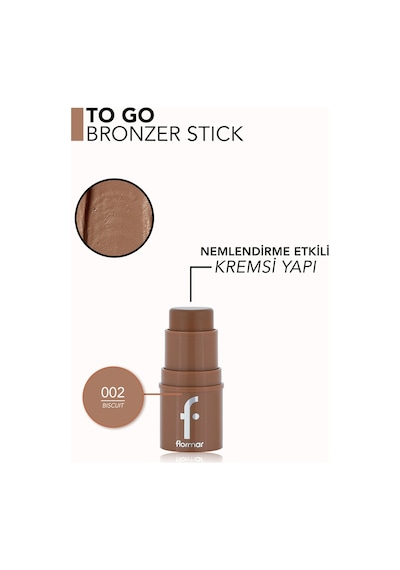 Flormar To Go Doğal Bitişli & Nemlendirme Etkili Kremsi Stick Bronzer 002 Biscuit