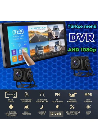 Dvr Dokunmatik Ekran Video Müzik 2 Ad Ahd 180 Derece Kamera Seti