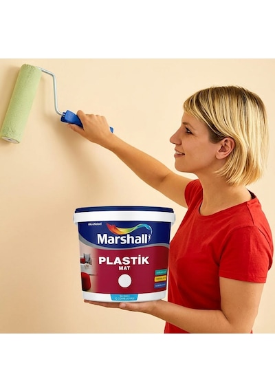 Marshall Plastik Mat Beyaz Su Bazlı Silinebilir İç Cephe Boyası 15 L 14 KG