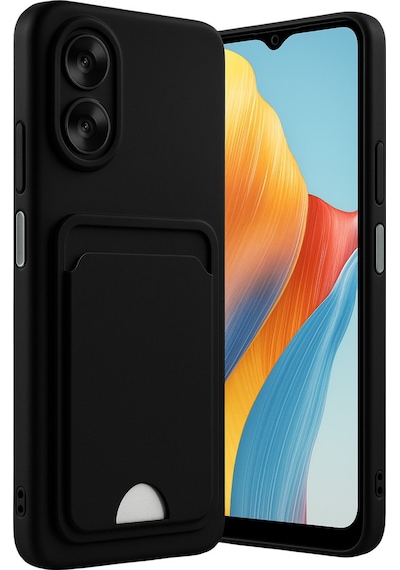 Oppo A38 Uyumlu Kılıf Kelvin Kartvizitli Silikon - Siyah