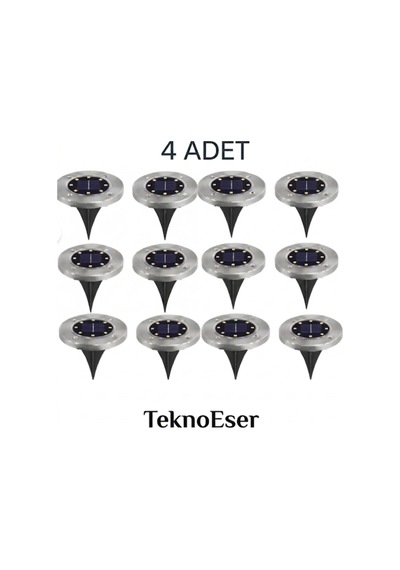 4 Adet 8 Led Li Gömme Solar Güneş Enerjili Zemin Yol Bahçe Aydınlatma Spot Lambası Su Geçirmez Diğer