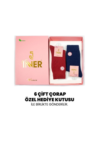 Just Inner Kadın 6 Lı Çorap Kışlık Koyun Yünü Premium Ayak Sağlığı 23600 Renkli-3