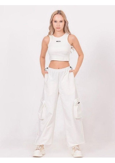Kız Çocuk Sıfır Kol Crop Bluz-13792-ekru Ekru