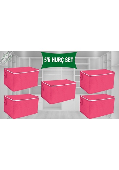 Kazak Hurcu 5li Set Tela Dayanıklı Malzeme Çok Amaçlı Hurc 55x35x35 Tela Pembe Diğer