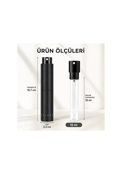 Tıcaro 3'lü Doldurulabilir Parfüm Atomizer Seti, 10 Ml, Siyah