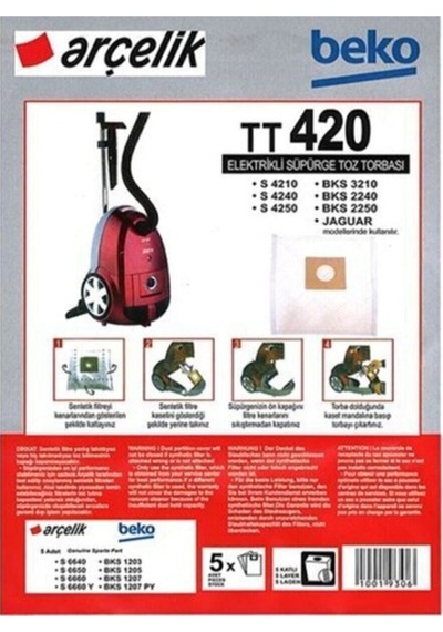 Arçelik Uyumlu Tt 420 C Bez Toz Torbası 5 Adet