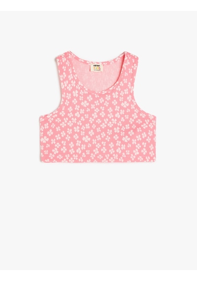 Koton Bisiklet Yaka Kolsuz Çiçek Baskılı Crop Atlet Pembe Desenli 5skg30002ak Pembe Desenli Pembe