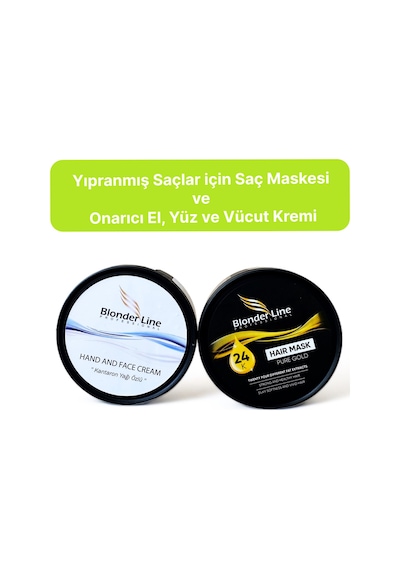 2'li Onarıcı Yanmış, Yıpranmış Saçlar Için Saç Maskesi Ve Onarıcı El, Yüz Ve Vücut Kremi
