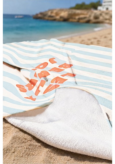 Çizgili Modern Marine Plaj Havlusu - Mavi Pembe Akdeniz Stil Hızlı Kuruyan Mikrofiber Havlu Çiy Leylak