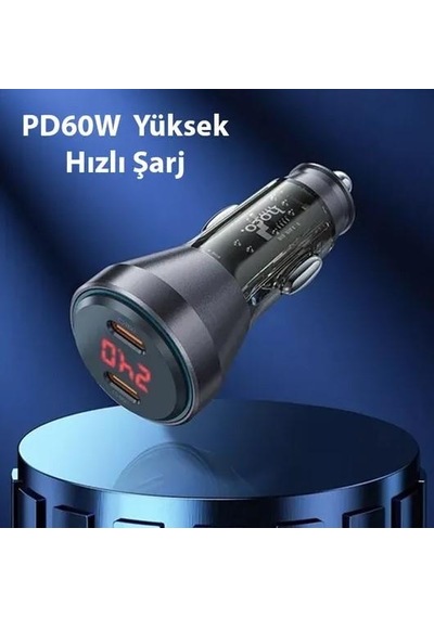 Hoco Nz12c Graceful Pd60w 2 Type-c Girişli Araç Çakmaklı Hızlı Şarj Turuncu