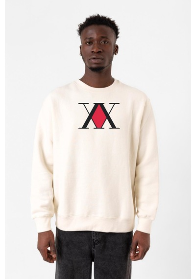 Hunter X Hunter Anime Logo Ekru Erkek 2ip Sweatshirt Ekru