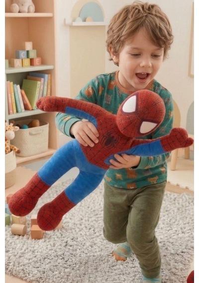 53 Cm Büyük Boy Spiderman Peluş Oyuncak Yumuşak, Sevimli Ve Koleksiyonluk Hediye Kırmızı