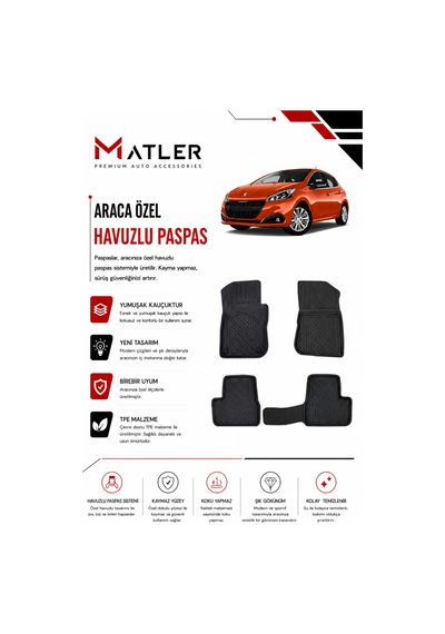 Peugeot 208 2017 Model 4d Ekstra Havuzlu Paspas