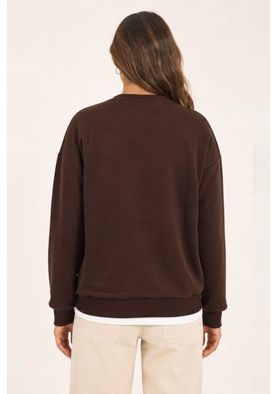 Fashion Friends Baskılı Kahverengi Kadın Sweatshirt 26k0048k1